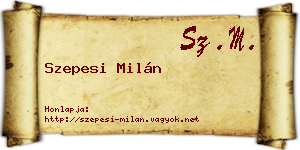 Szepesi Milán névjegykártya